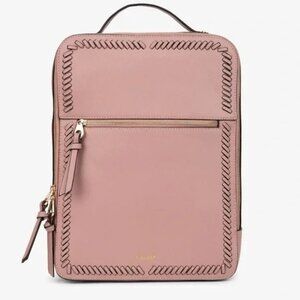 Calpak Kaya Mauve Faux Leather Laptop Backpack 15.5x11.5x4.5 4 Zip Pocket Handle